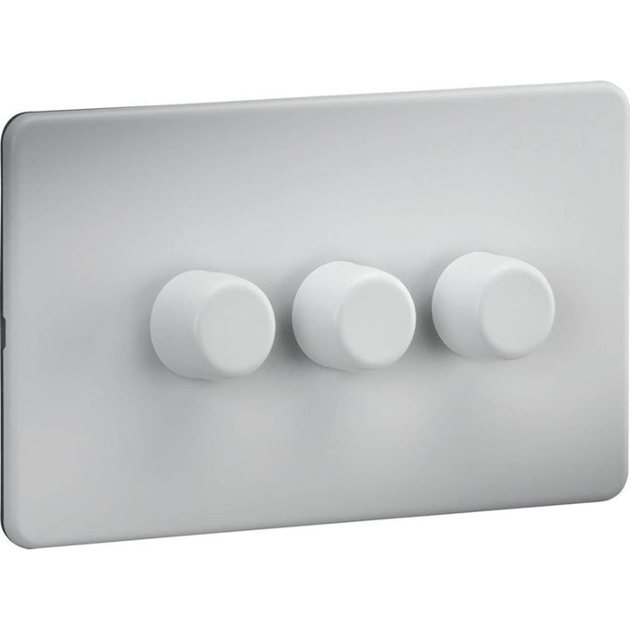 LED Dimmer Wall Switch 3-Gang 2-Way Rotary Intelligent Matt White Screwless - Image 2