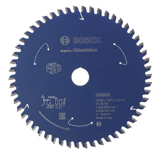 Bosch Expert Circular Saw Blade Aluminium For Metal Plastic Wood 165 x 20mm 54T - Image 1