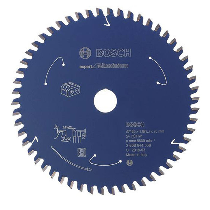 Bosch Expert Circular Saw Blade Aluminium For Metal Plastic Wood 165 x 20mm 54T - Image 1