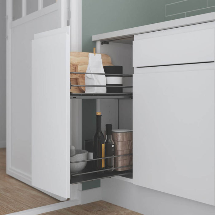 Pull-Out Kitchen Storage Cupboard Anthracite Steel For 300mm Base Cabinet - Image 3