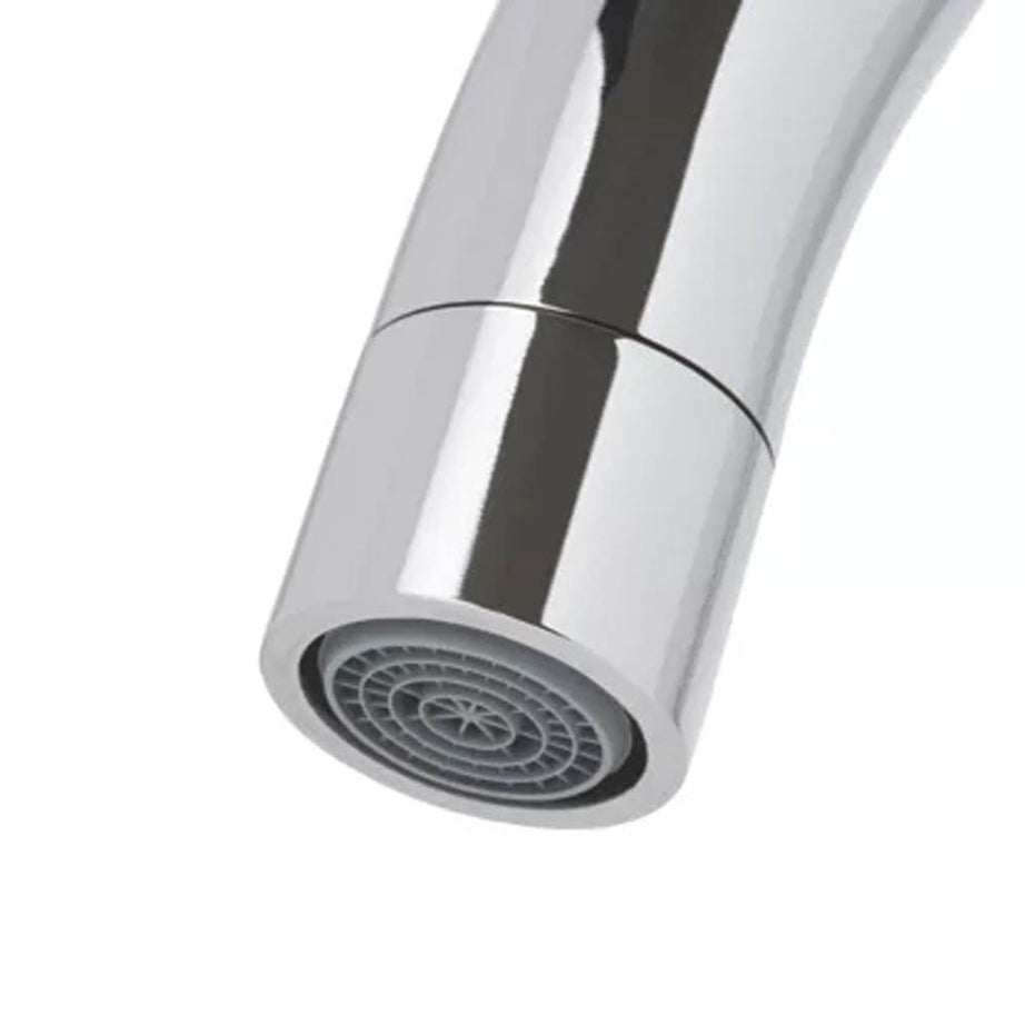 Kitchen Mixer Tap Chrome Dual Twin Lever Bridge Deck-Mounted Swivel Spout - Image 4