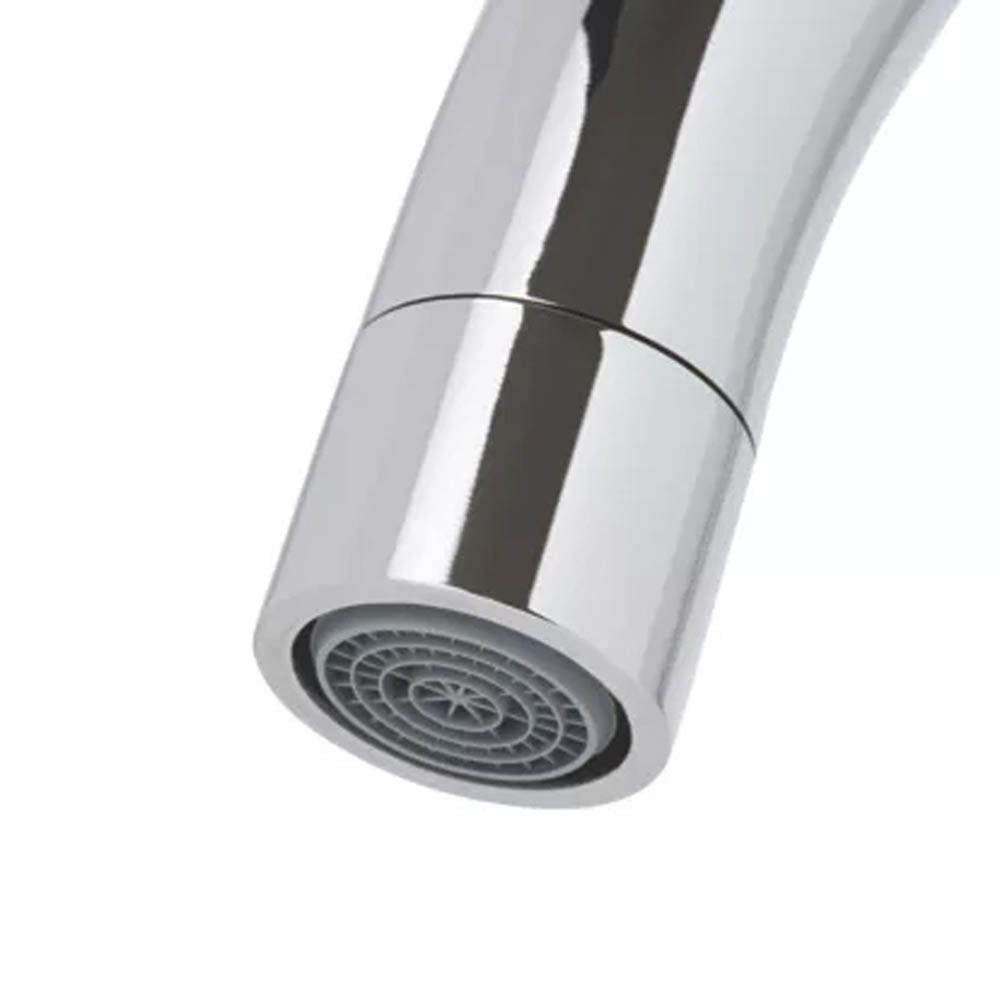 Kitchen Mixer Tap Chrome Dual Twin Lever Bridge Deck-Mounted Swivel Spout - Image 4