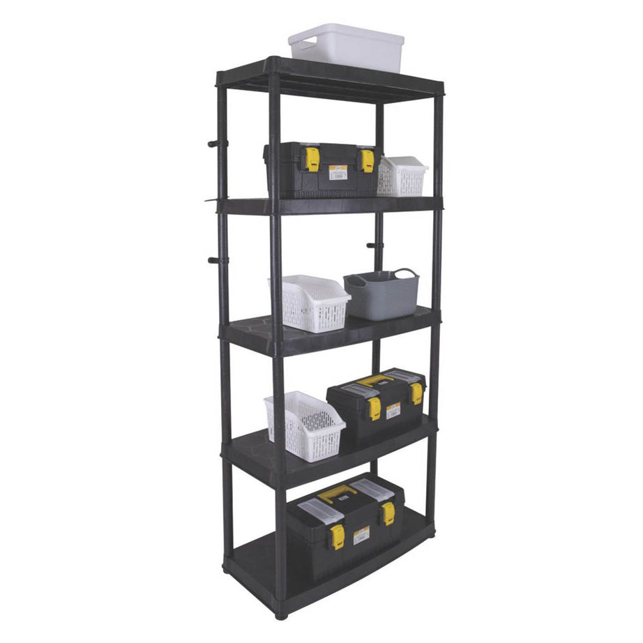 Shelving Unit 5 Tier Garage Storage Racking Plastic Black 850 x 400 x 1900mm - Image 2
