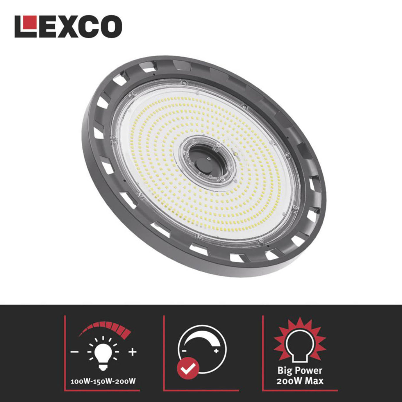 Lexco Leonis LED High Bay Light Black 120-200W 19,200-32,000lm - Image 4
