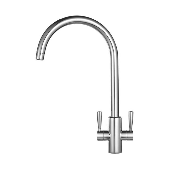 Kitchen Mixer Tap Mono Dual Lever Swivel Spout Chrome Modern Sink-Mounted - Image 5