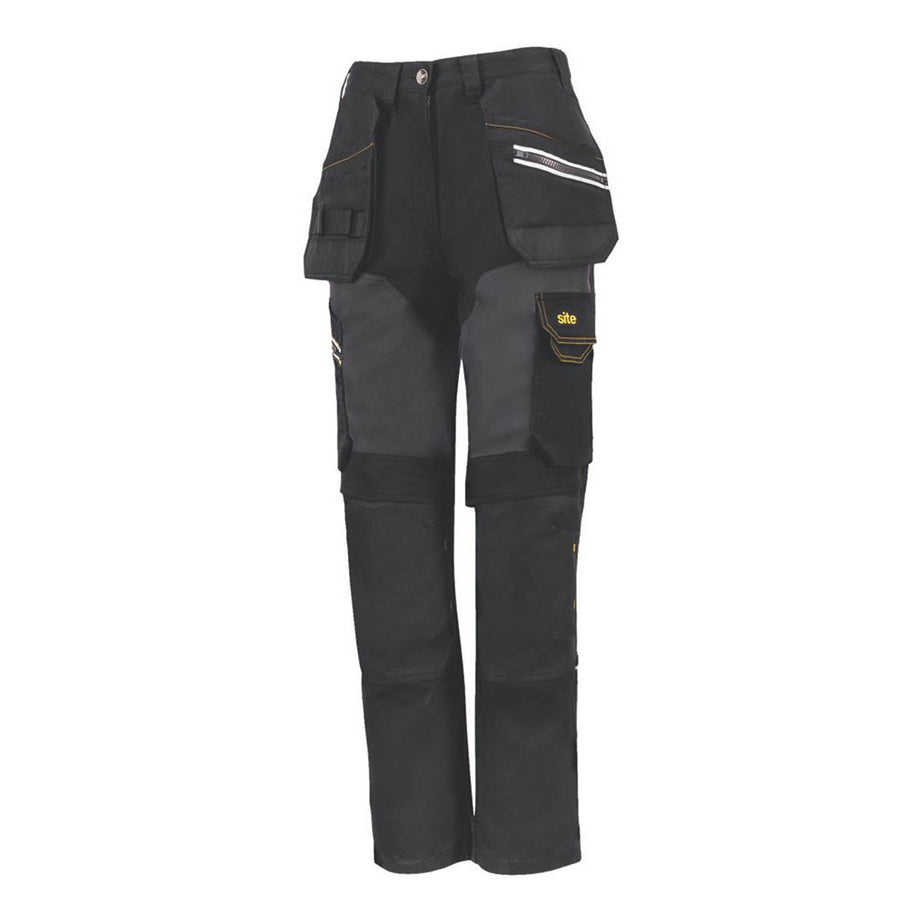 Site Work Trousers Womens Regular Fit Black Grey Multi Pockets Size 14 31"L - Image 1