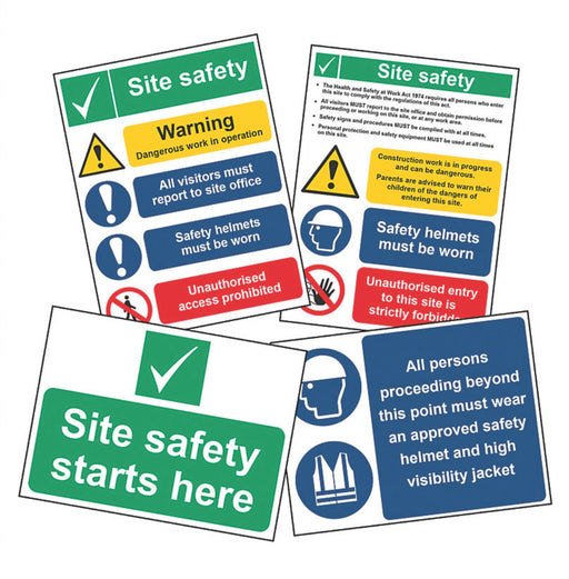 Site Safety Signs Workplace Polypropylene Health and Safety 400mm x 300mm 4 Pack - Image 1