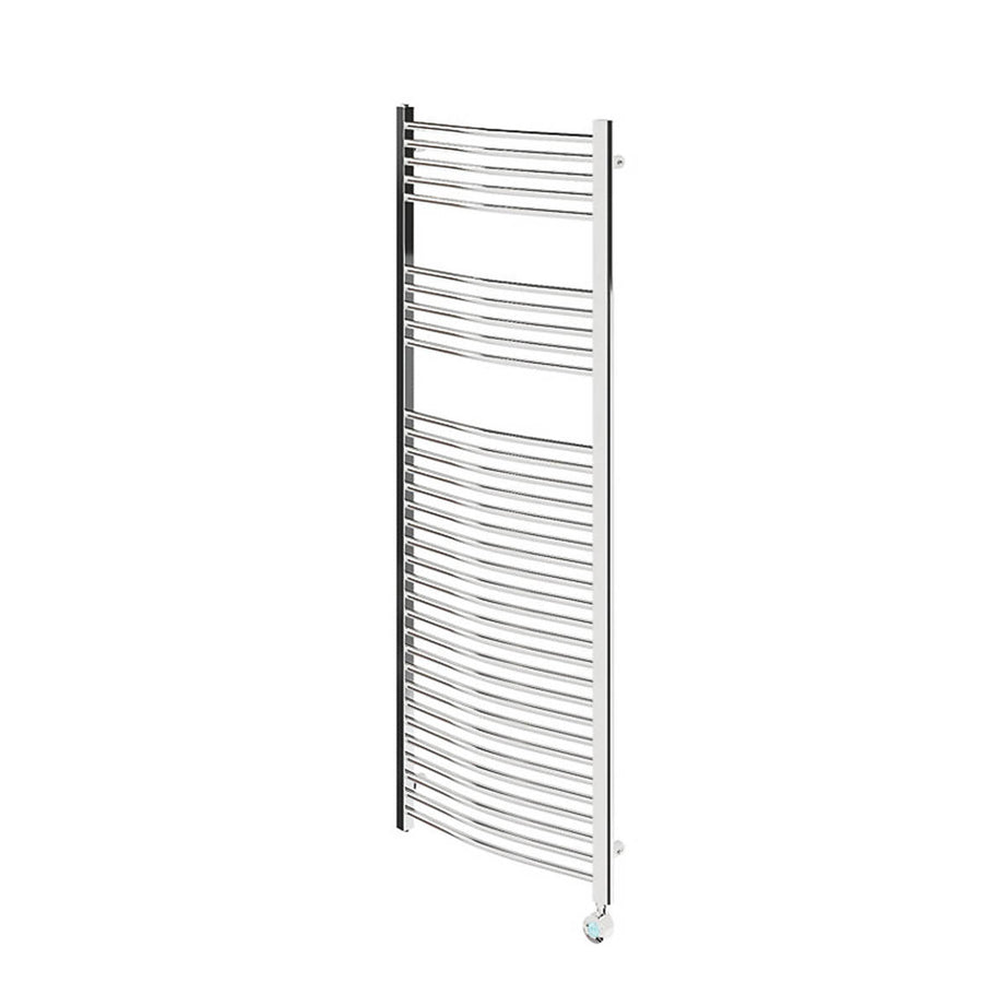 Flomasta Electric Towel Rail Radiator Chrome Curved Bathroom Warmer H160xW60cm - Image 1