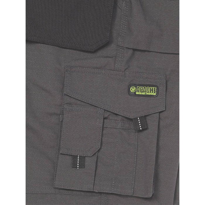 Apache Mens Work Shorts Grey Holster Pocket Low Rise Lightweight Black 30" W - Image 3