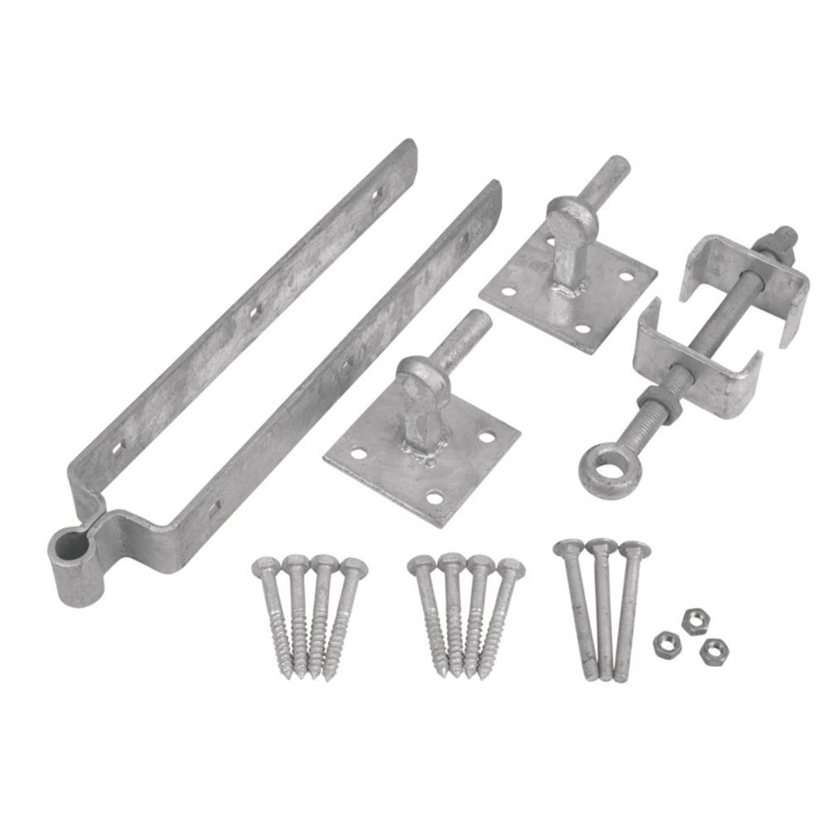 GateMate Hinge Hooks Set Galvanised Steel Adjustable Rust Resistant 6 Pieces - Image 1