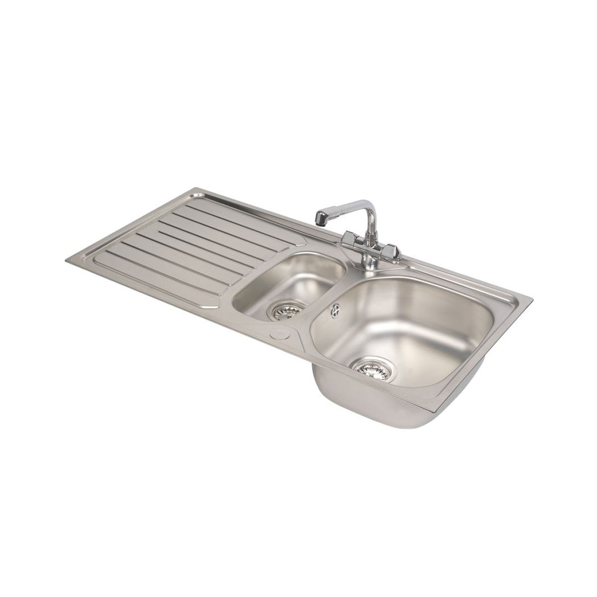 Kitchen Sink And Tap Mixer Set 1.5 Bowl Inset Reversible Double Lever Waste - Image 1