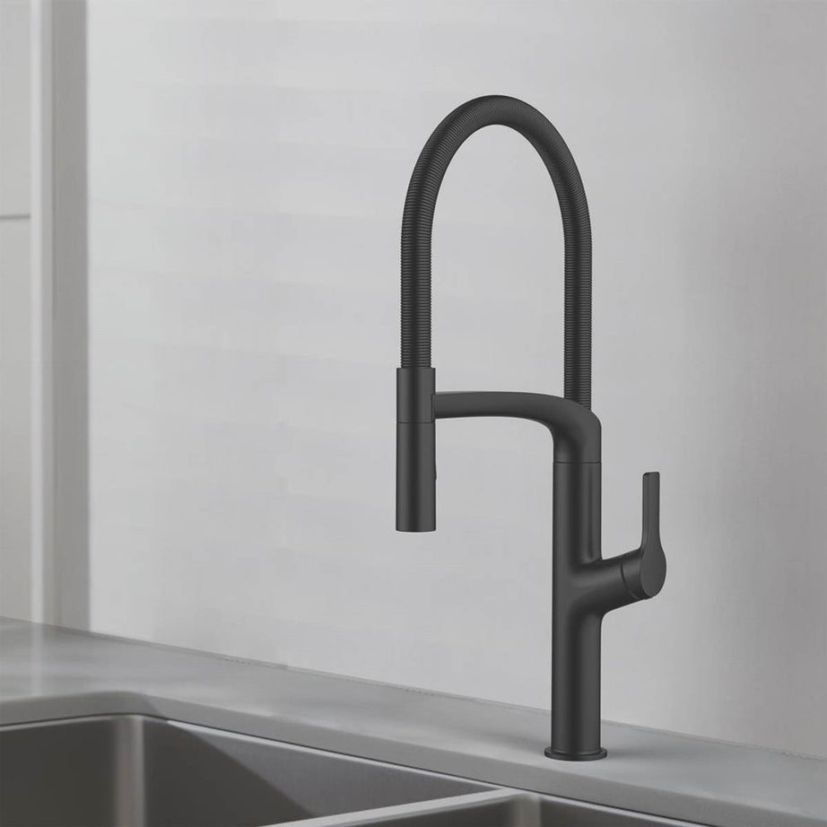Swirl Kitchen Tap Mixer Pull Out Matt Black Single Lever Zinc Modern Faucet - Image 2