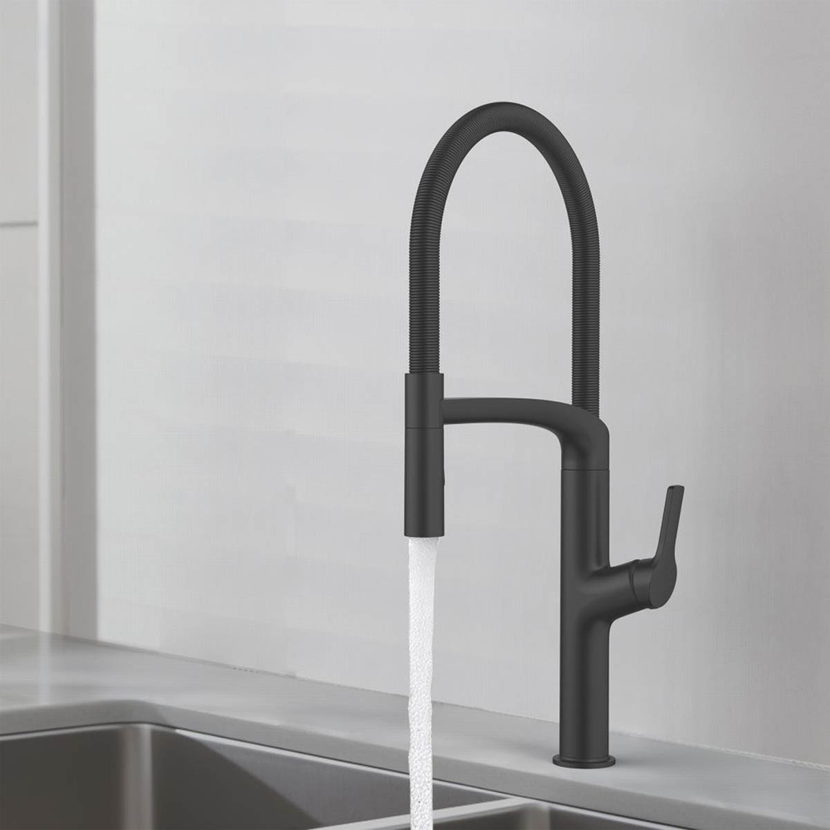 Swirl Kitchen Sink Tap Mixer Pull Out Matt Black Single Lever Zinc Modern Faucet - Image 3