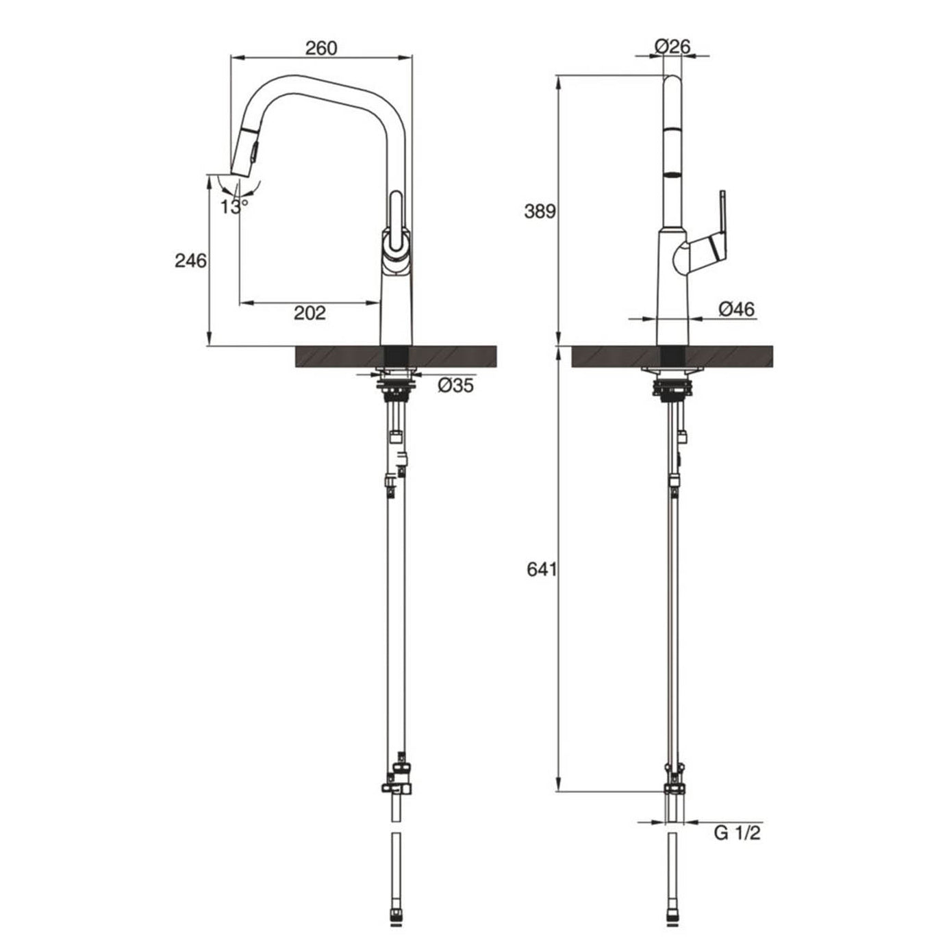 Clearwater Kitchen Sink Tap Pull-Out Santor Single Lever Brushed Brass PVD - Image 6