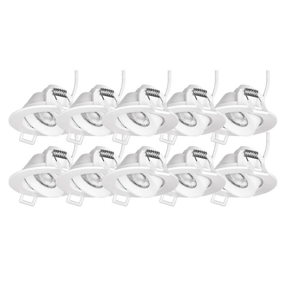 4lite Downlights LED Warm White 5W Round Matt White Adjustable Dimmable 10 Pack - Image 1