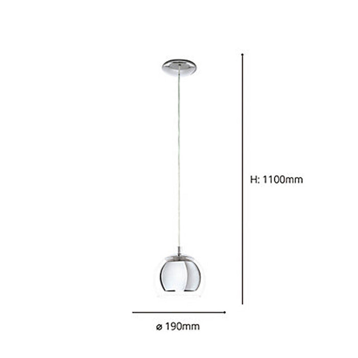 Pendant Ceiling Light Silver Single Hanging Adjustable Drop Clear Glass Shade - Image 4