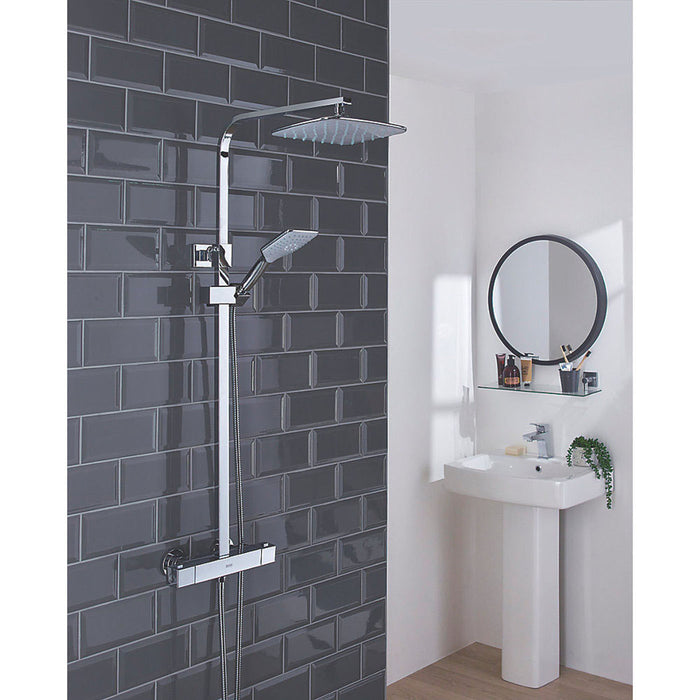 Bristan Thermostatic Mixer Shower Set Exposed Square Bar Twin Head Chrome - Image 7