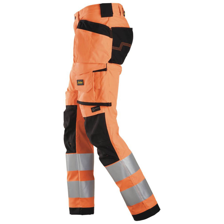 Snickers Hi-Vis Work Trousers Mens Slim Fit Orange Multi Pockets Cargo 33"W 32"L - Image 4