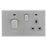 Arlec DP Cooker Switch 45A 2 Gang Stainless Steel Raised Slim Rounded Screwless - Image 2