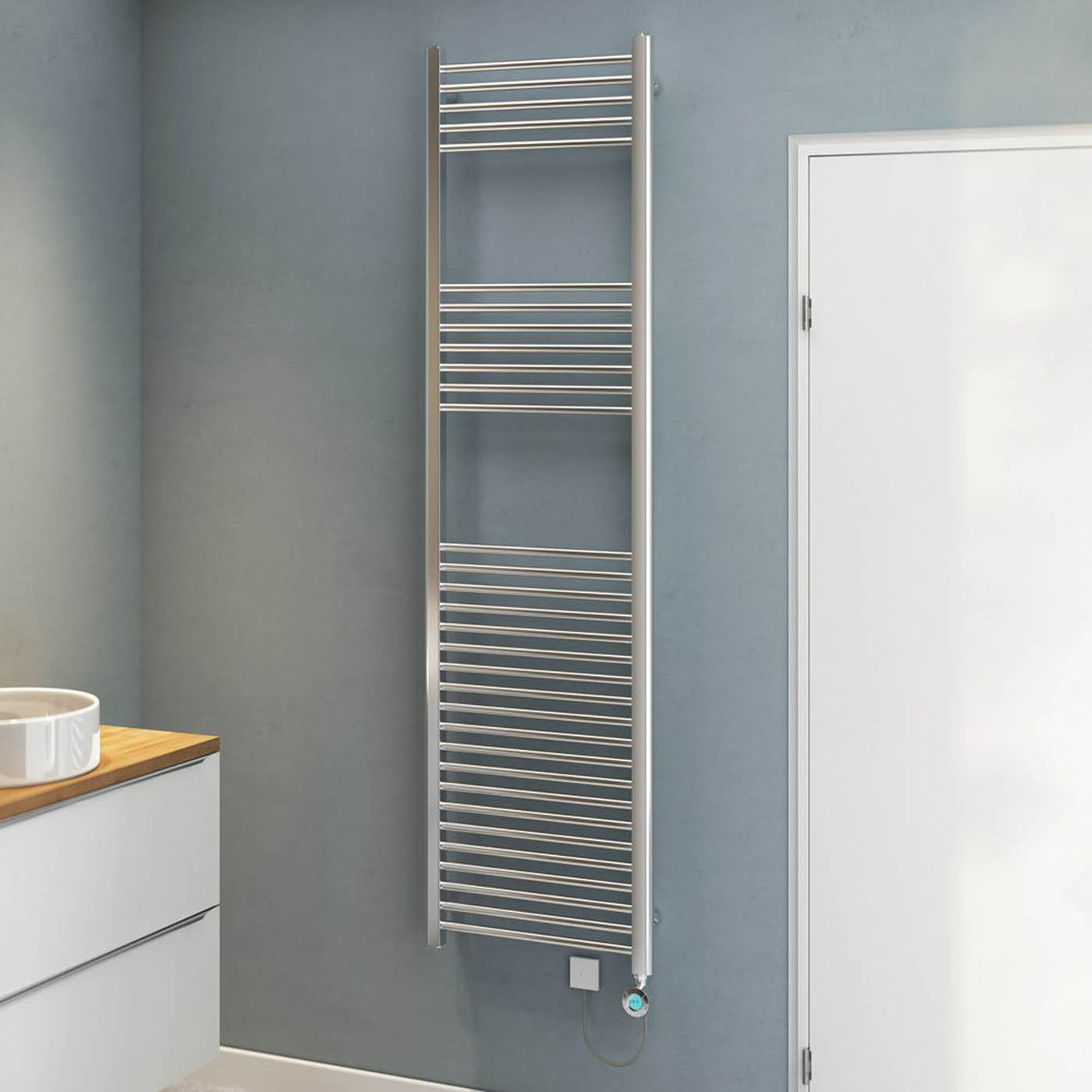 Flomasta Electric Towel Rail Radiator Chrome Flat Bathroom Warmer (H)180x(W)50cm - Image 2
