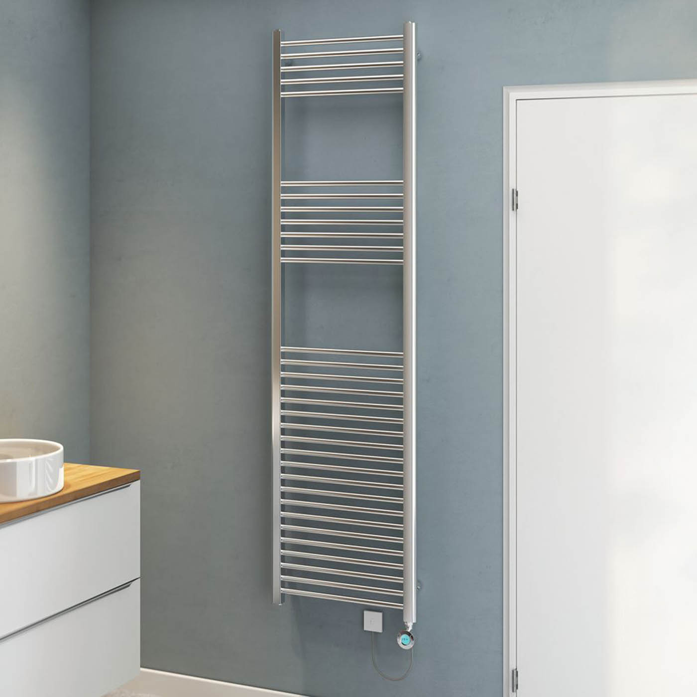 Flomasta Electric Towel Rail Radiator Chrome Flat Bathroom Warmer (H)180x(W)50cm - Image 2