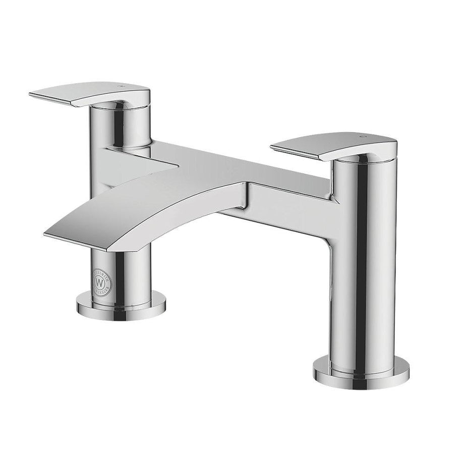 Bath Filler Tap Mixer Chrome Double Lever Brass Bathroom Contemporary Faucet - Image 1