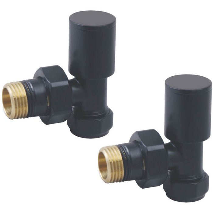 Towelrads Radiator Valve Angled Black Tight Shut-Off Bathroom 15mm Pack Of 2 - Image 2