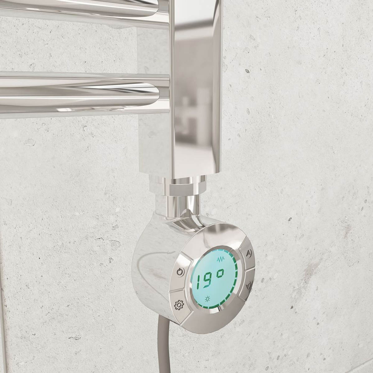 Flomasta Electric Towel Rail Radiator Chrome Flat Bathroom Warmer (H)80x(W)60cm - Image 3