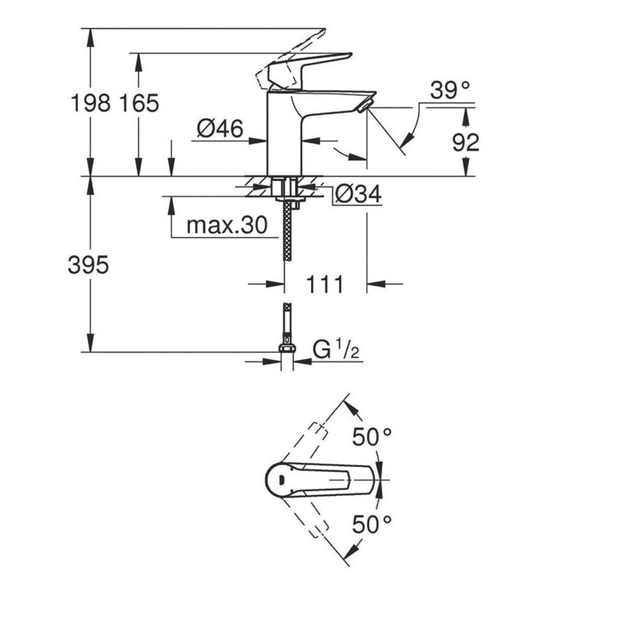 Grohe Bathroom Basin Tap Mono Mixer Matt Black Single Lever Modern Faucet - Image 4