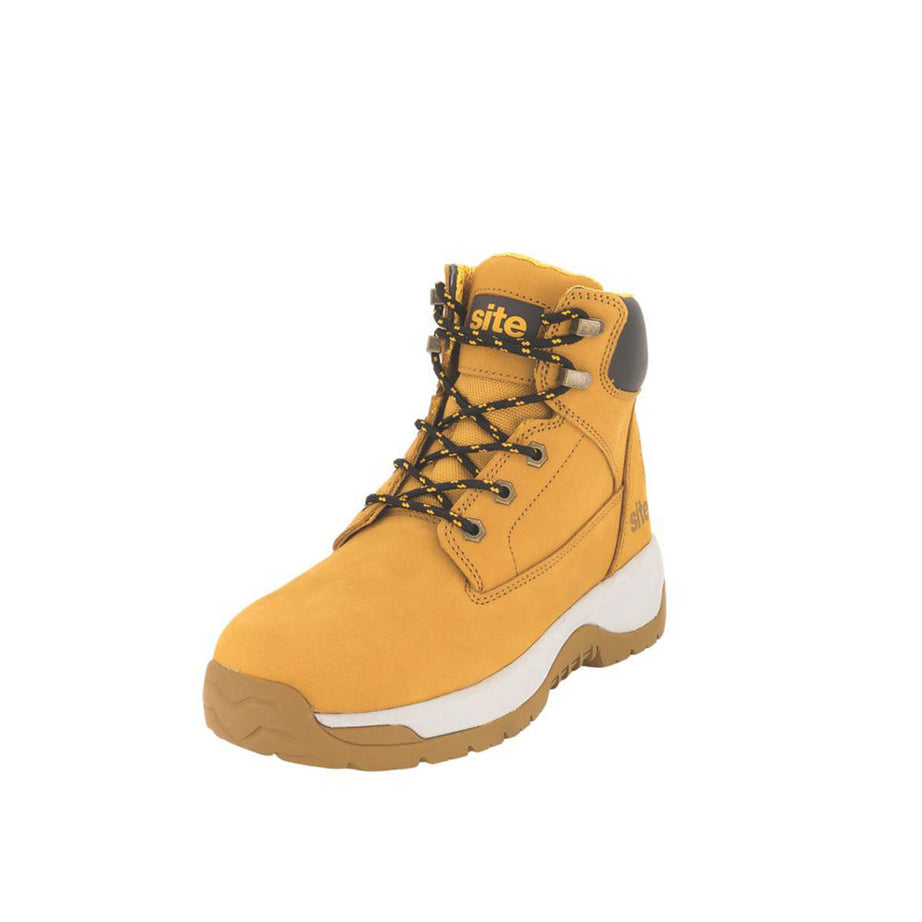 Site Safety Boots Womens Standard Fit Wheat Leather Steel Toe Work Shoes Size 8 - Image 1