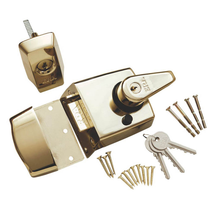 Door Lock Night Latch Brass 1930-31 Double Locking 60mm Backset High Security - Image 1