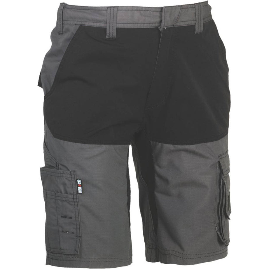 Herock Work Shorts Mens Grey Black Breathable Stretch Multi Pockets 30"W - Image 1