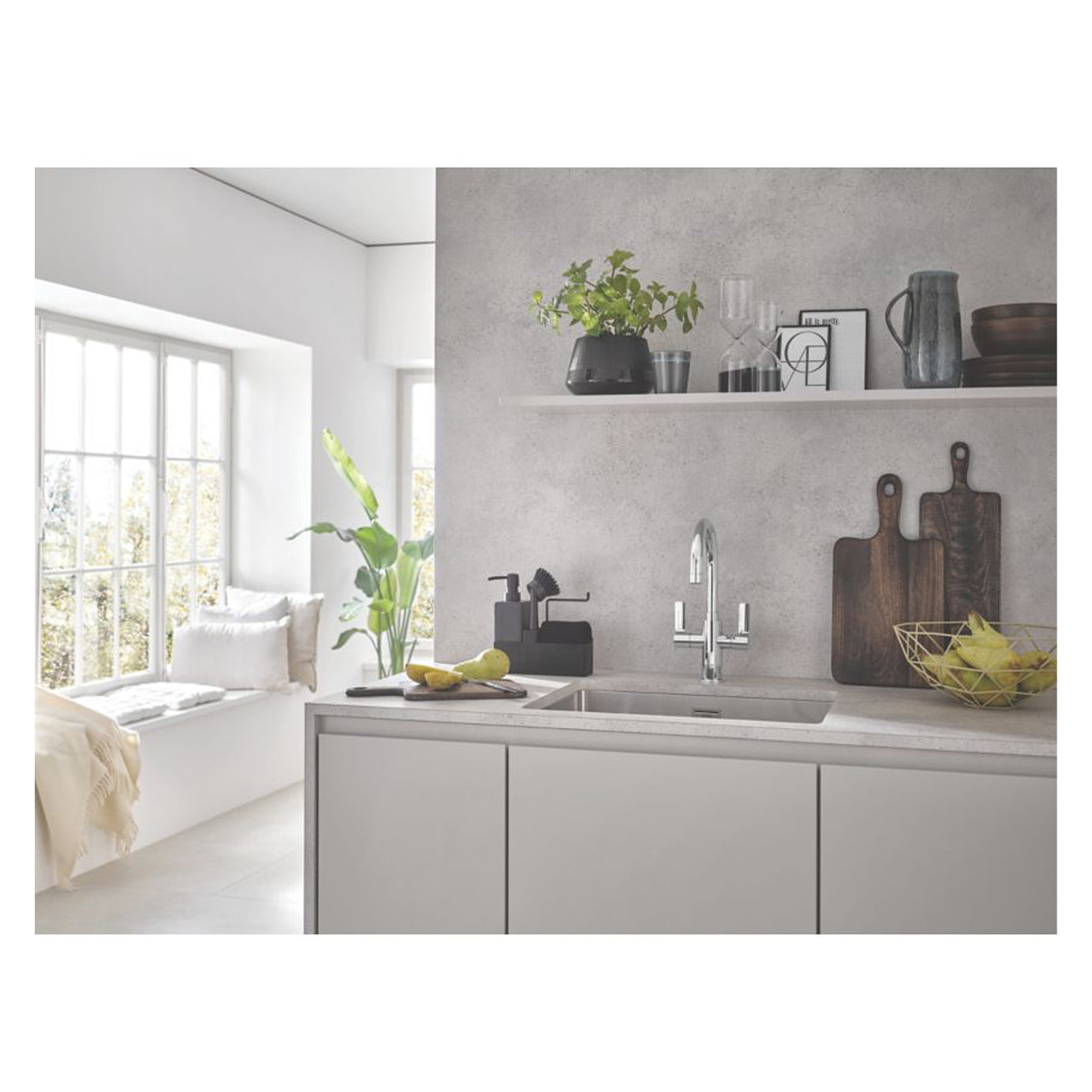 Grohe Kitchen Sink Tap Mono Mixer Double Lever Chrome Ceramic Disc Swivel Spout - Image 4