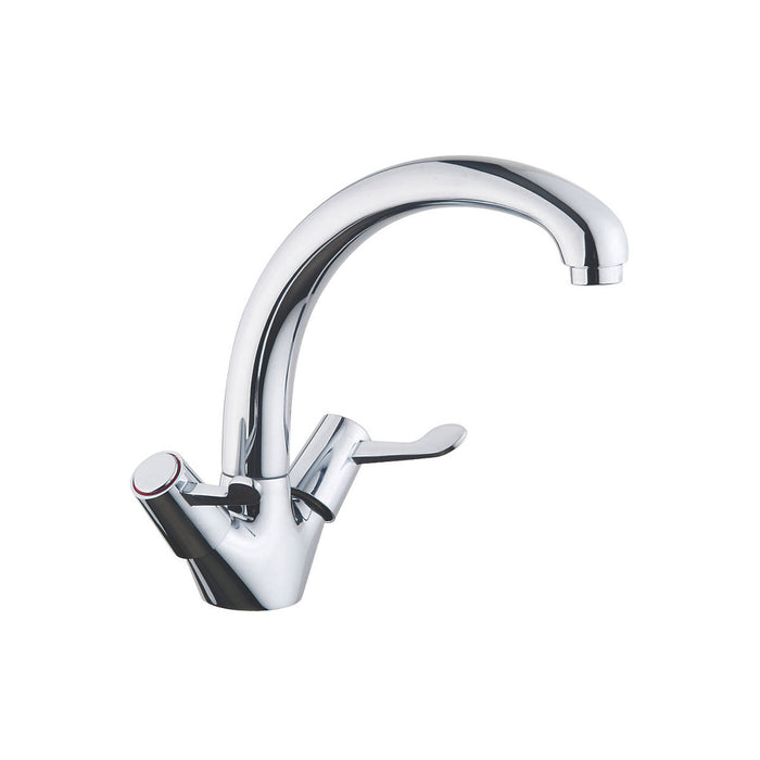 Kitchen Tap Monobloc Faucet Chrome Finish Double Lever Swivel Spout Brass - Image 1