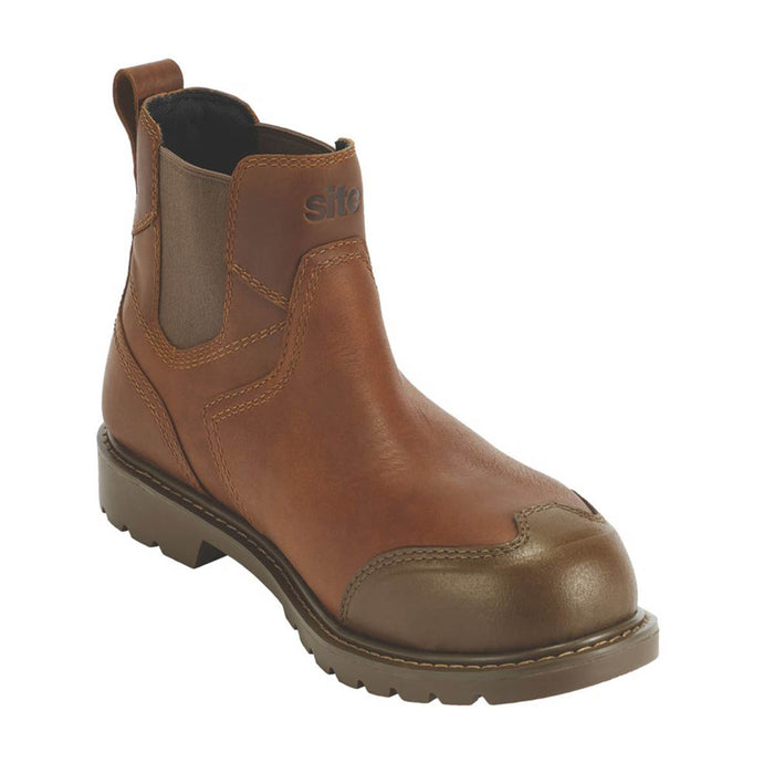 Site Safety Boots Mens Brown Leather Steel Toe Standard Fit Waterproof Size 7 - Image 2