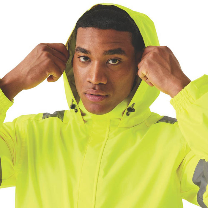 Hi-Vis Jacket Yellow Waterproof Reflective Zipped Pockets Medium 39.5" Chest - Image 5