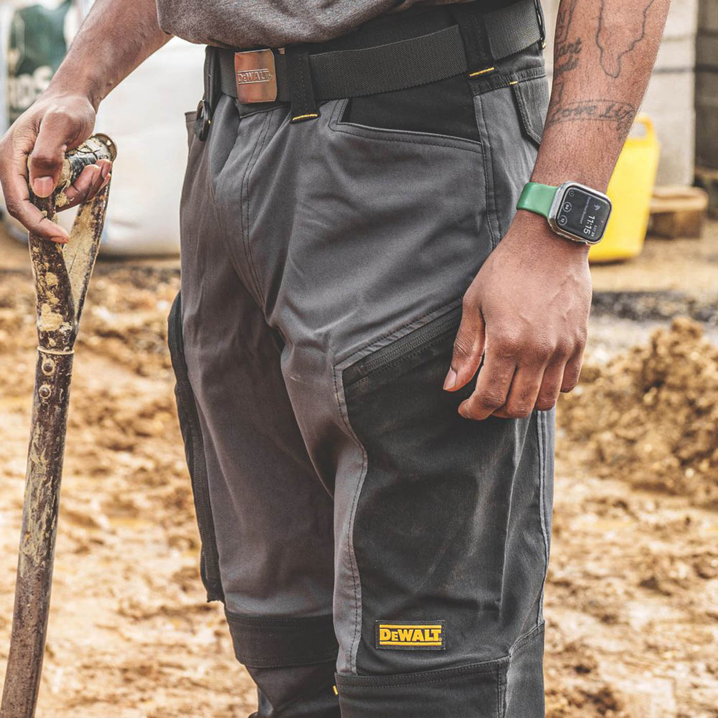DeWalt Work Trouser Mens Twisted Leg Grey Black Breathable Multi Pockets 34W 31L - Image 5