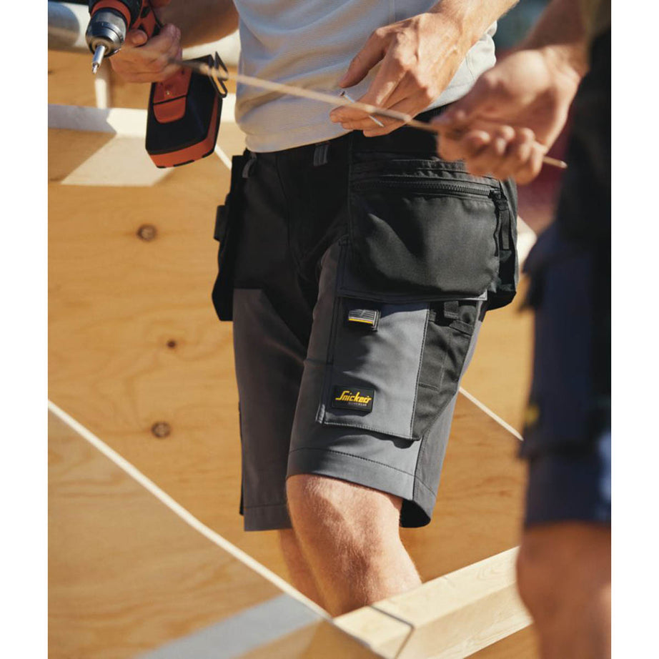 Snickers Work Shorts Mens Grey Black Stretch Breathable Multi Pockets 36"W - Image 3