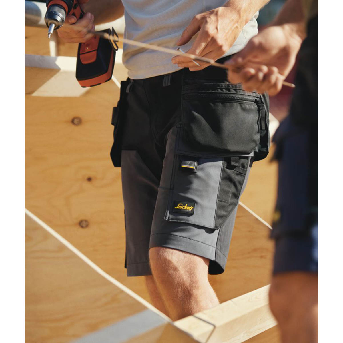 Snickers Work Shorts Mens Grey Black Stretch Breathable Multi Pockets 36"W - Image 3