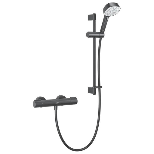 Mira Mixer Shower Thermostatic Exposed Black 4-Spray Pattern Round Riser Rail - Image 1