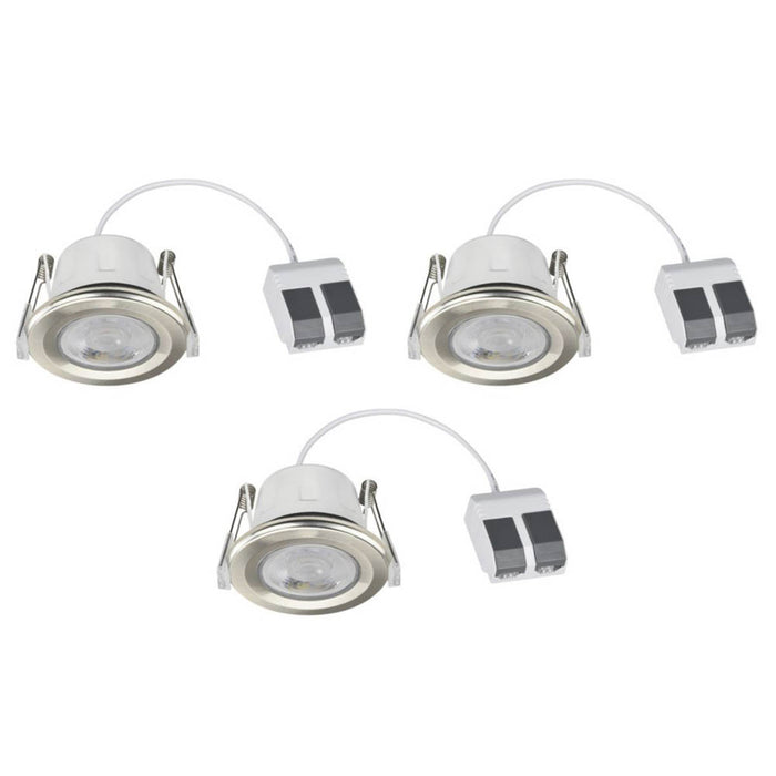 LED Downlight Fixed Fire Rated Smart RGB Brushed Chrome Dimmable 520lm 3 Pack - Image 1