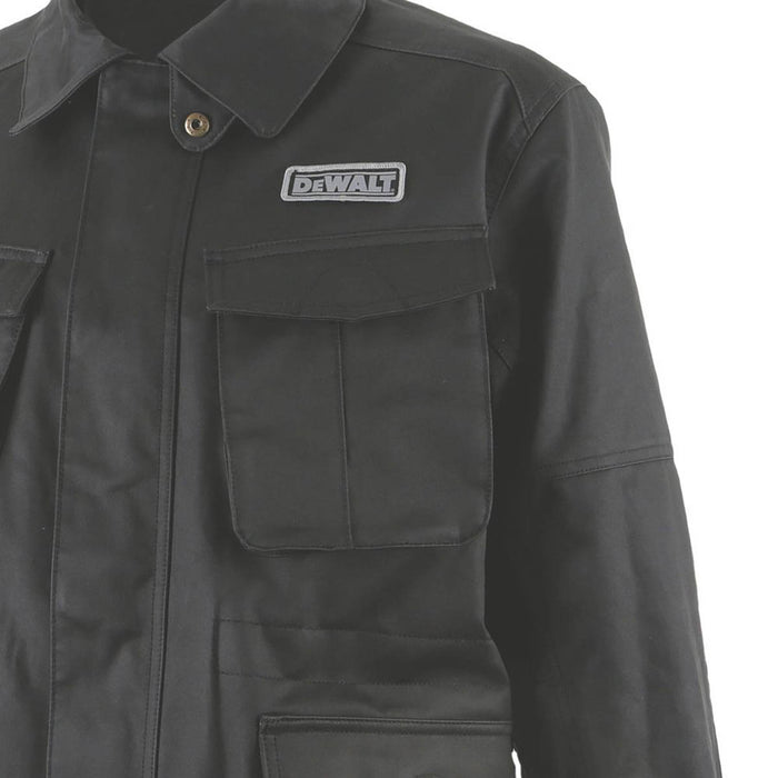 DeWalt Mens Wax Jacket Work Black Water-Resistant Pockets Zip X Large 51" Chest - Image 4