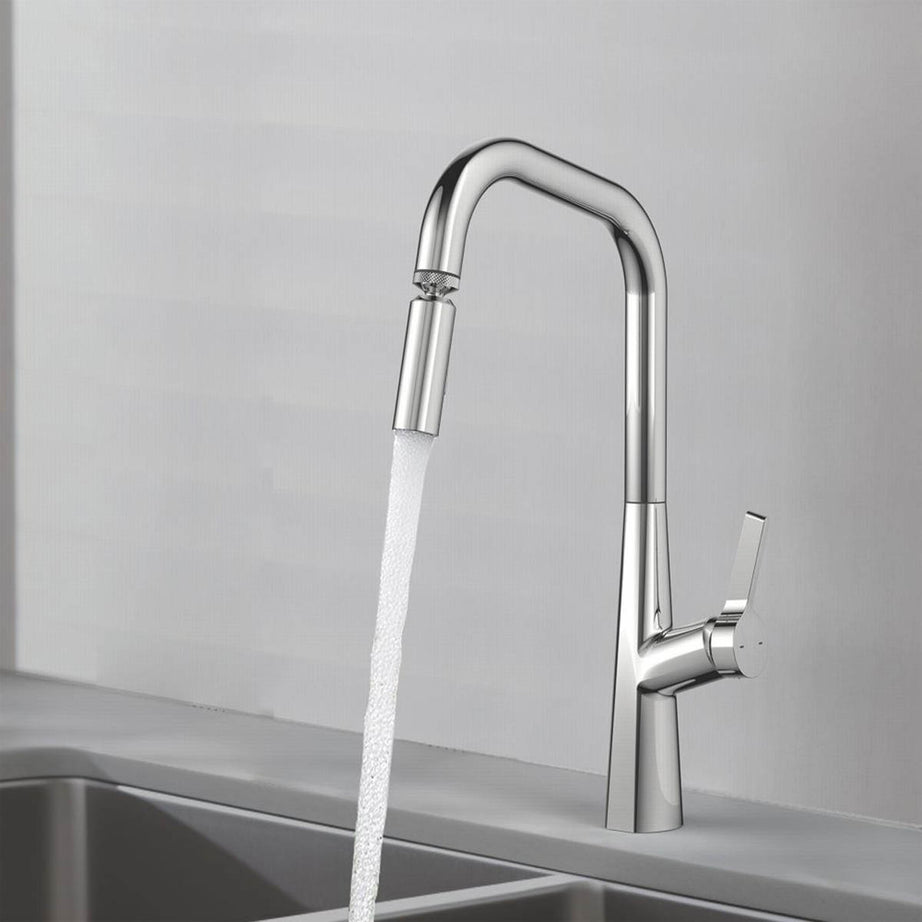 Swirl Kitchen Tap Mixer Chrome Single Lever Pull Out Swivel Spout Modern Faucet - Image 3