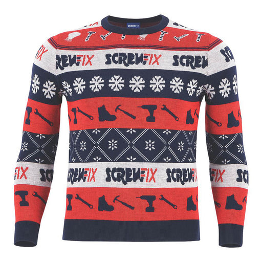 Site Screwfix Christmas Jumper Multi Coloured Shape Retaining Small 38.5" Chest - Image 1