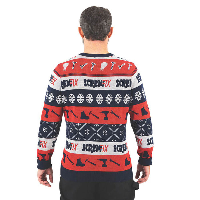 Site Screwfix Christmas Jumper Multi Coloured Shape Retaining Small 38.5" Chest - Image 4