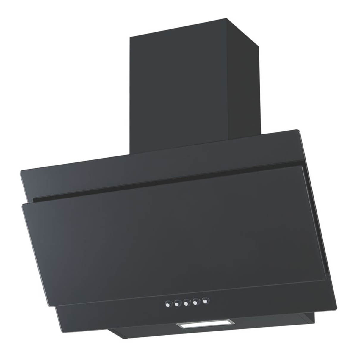 Cooker Hood Angled Black Kitchen Extractor Fan Glass Height-Adjustable 600mm - Image 1