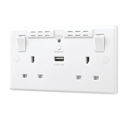 LAP Extender Socket White USB 240 V Wi-Fi 2 Gang With LED Indicator 2.4GHz 13 A - Image 1