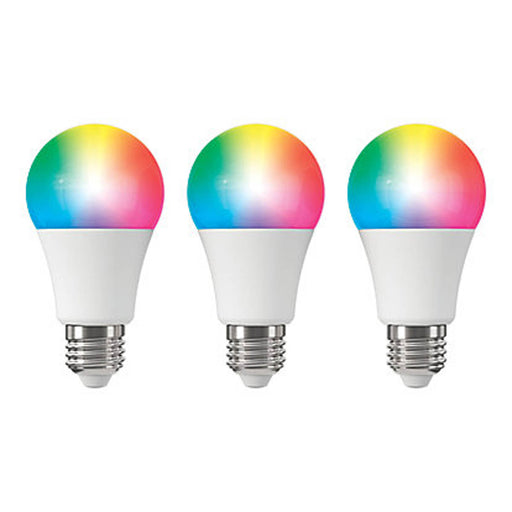 LED Smart Light Bulb E27 A60 RGB White Dimmable App Control 7.3W 806lm 3 Pack - Image 1