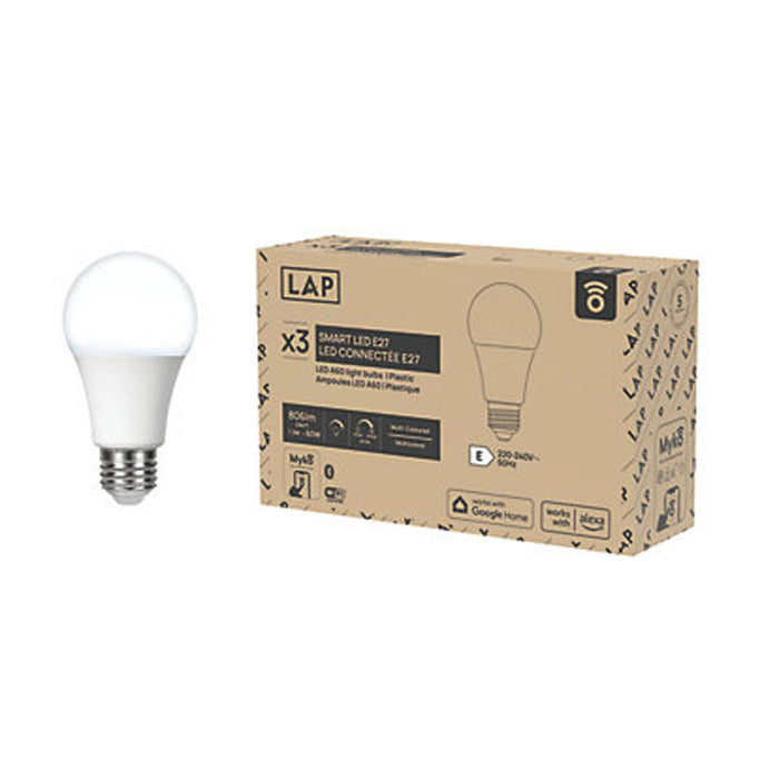 LED Smart Light Bulb E27 A60 RGB White Dimmable App Control 7.3W 806lm 3 Pack - Image 8