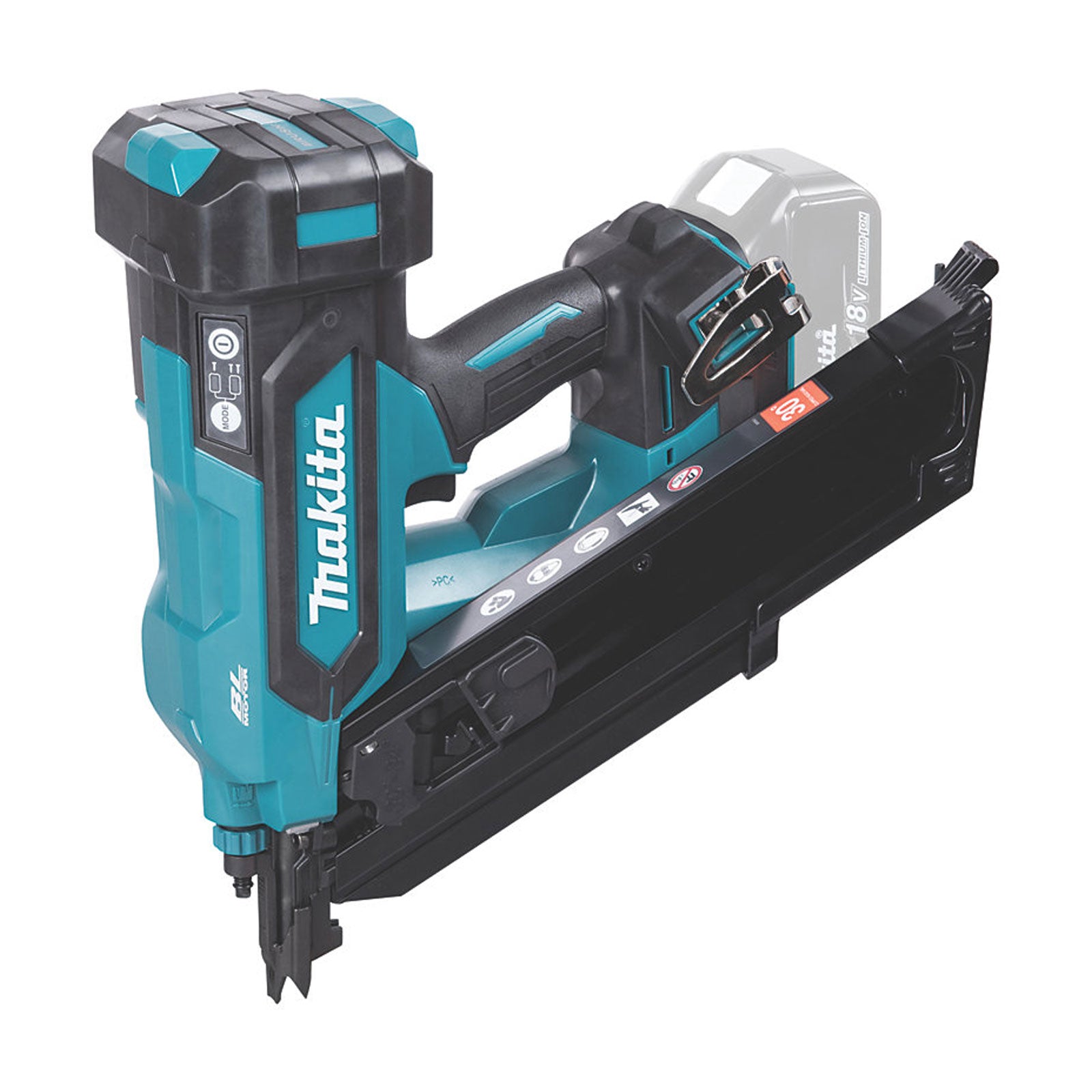 Makita Nail Gun DBN900 First Fix Cordless Angled 58mm 18V Li-Ion LXT Body Only - Image 3